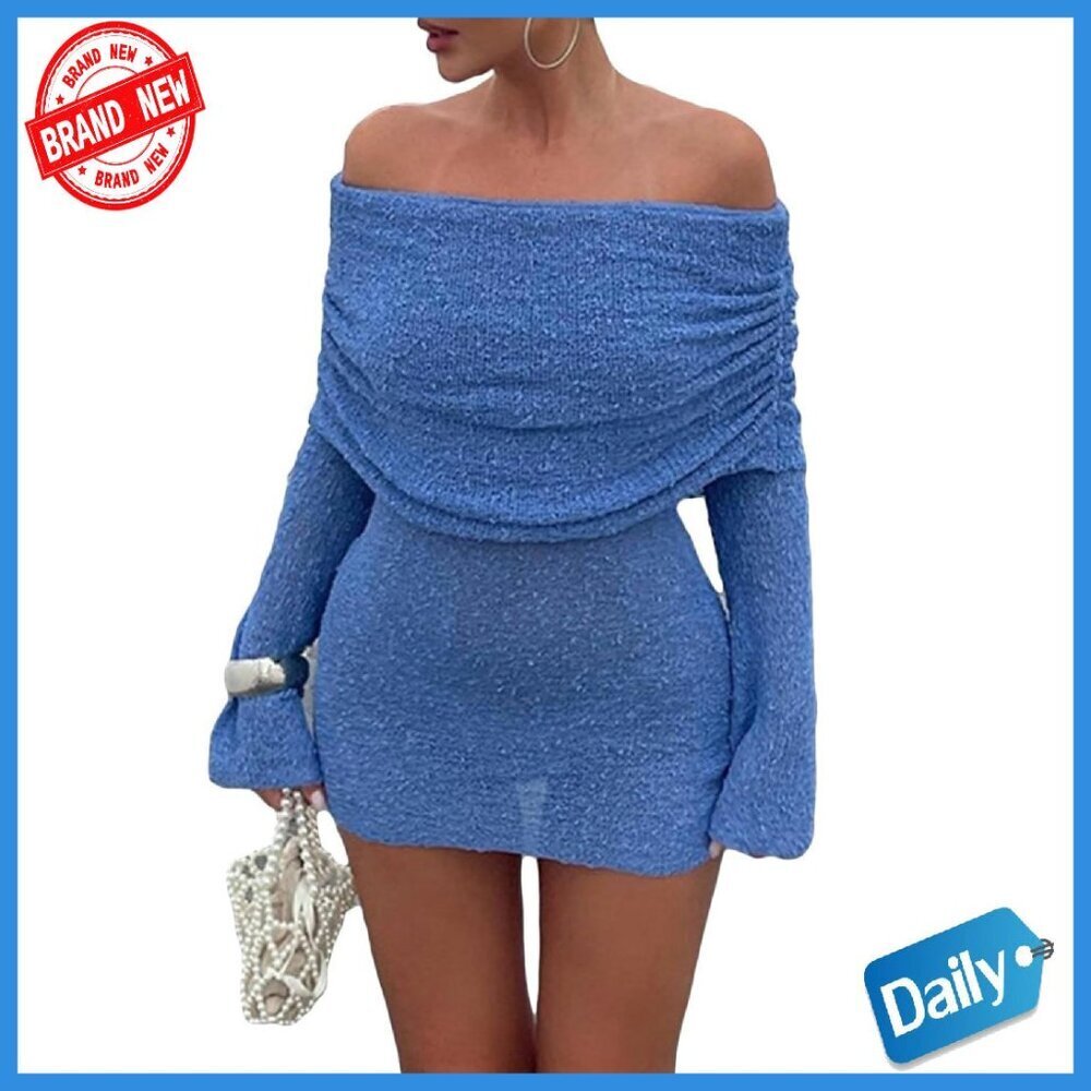 Bodycon Mini Dress Long Sleeve Off Shoulder Crochet Sexy Going Out